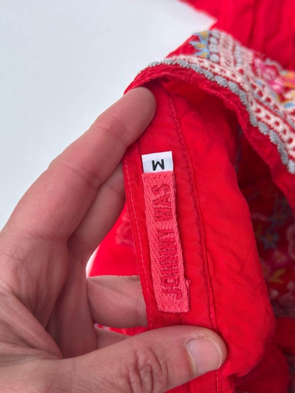 Johnny Was Red Embroidered Floral V‑Neck Tunic - Picture 13 of 13